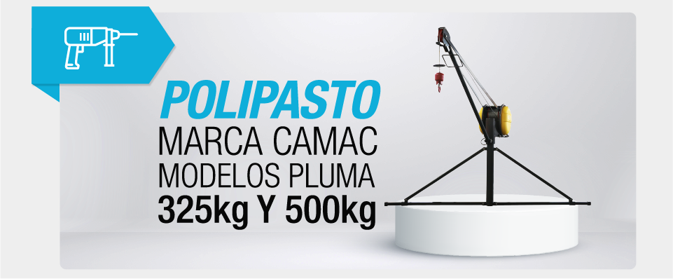 Polipasto marca CAMAC modelos pluma 325kg y 500kg HEE-001